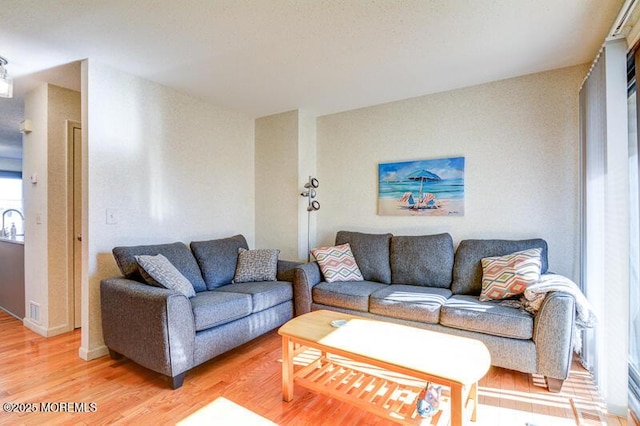 living room with hardwood / wood-style flooring