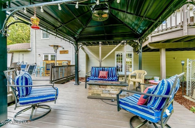 wooden deck with a gazebo