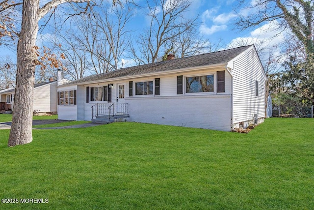 ranch-style house with a front lawn