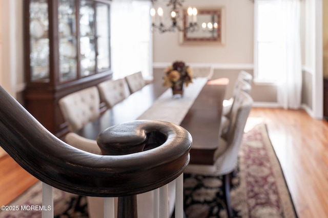 dining room with light wood-type flooring