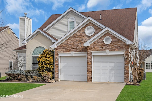 view of front property with a garage