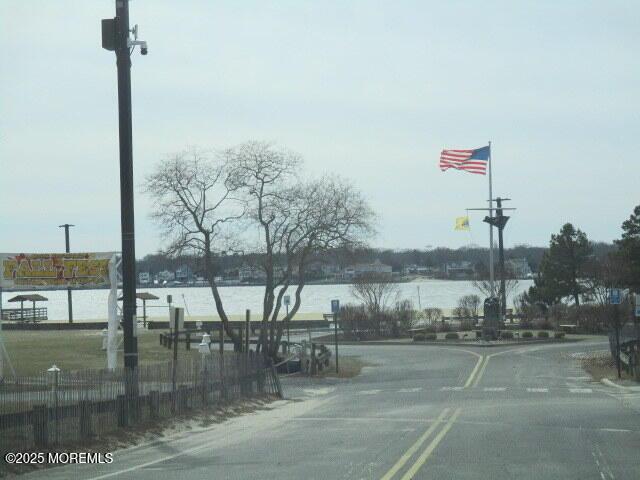 view of road with a water view