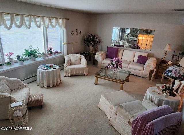 living room with carpet flooring