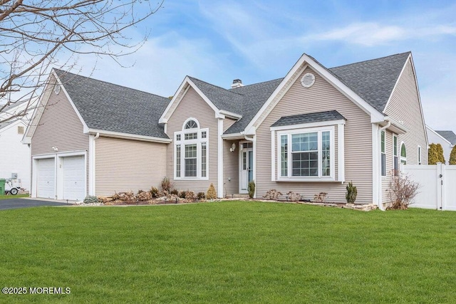 view of front of home with a garage and a front yard