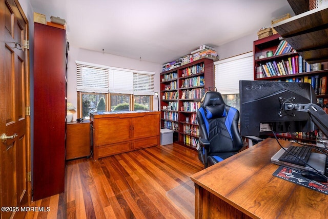 office space featuring wood finished floors