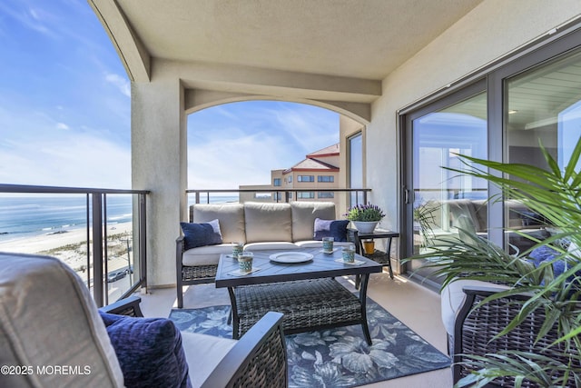 388 Ocean Ave N Unit 6D, Long Branch, NJ 07740 - balcony featuring an outdoor hangout area and a water view