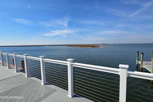 dock area featuring a water view