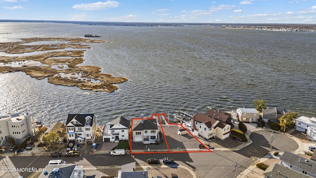495 Boca Raton Dr Unit 497, Lavallette, NJ 08735 - aerial perspective of suburban area featuring a large body of water and property parcel outlined