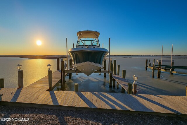 495 Boca Raton Dr Unit 497, Lavallette, NJ 08735 - dock area featuring boat lift and a water view