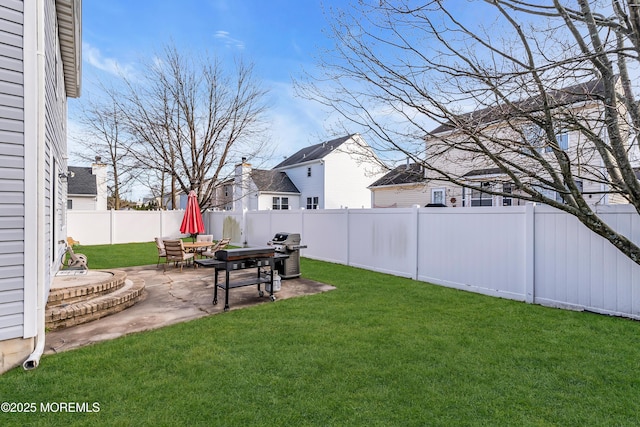 view of yard with a patio area