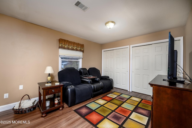 living room featuring wood-type flooring