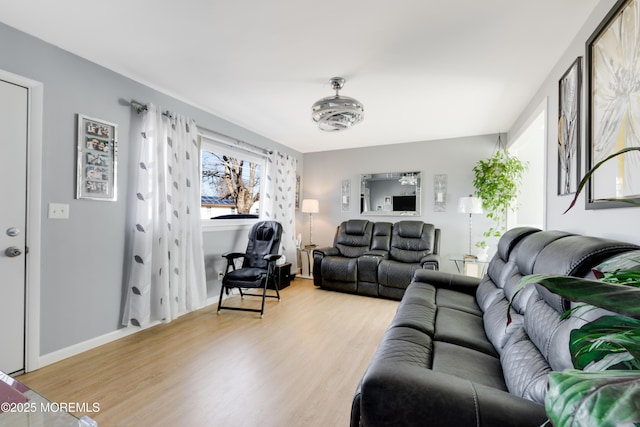 living room featuring light hardwood / wood-style flooring