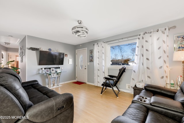 living room featuring light hardwood / wood-style flooring