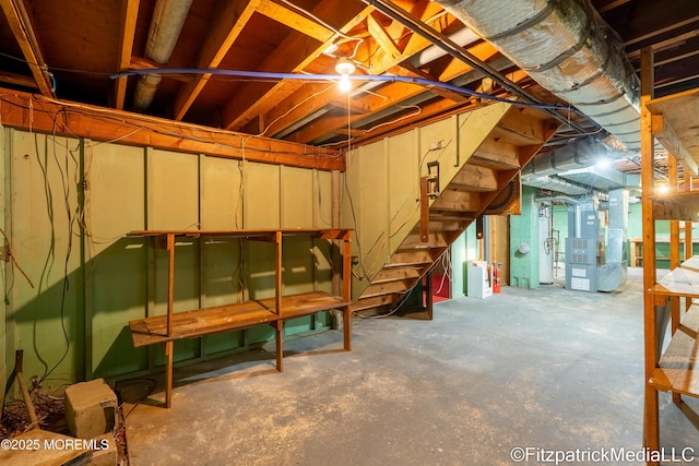 basement with heating unit