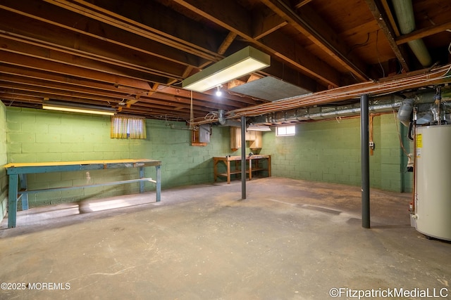 basement with gas water heater