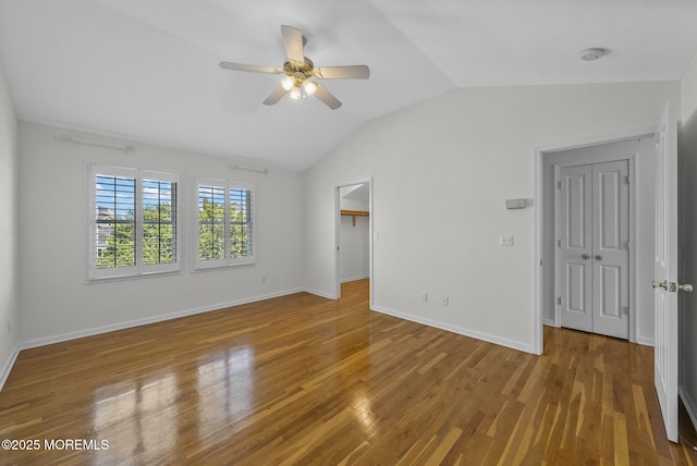 200 2nd Ave Unit 14, Belmar, NJ 07719 - unfurnished bedroom featuring vaulted ceiling, wood finished floors, baseboards, a closet, and ceiling fan