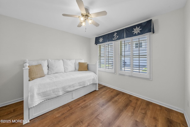 200 2nd Ave Unit 14, Belmar, NJ 07719 - bedroom featuring baseboards, wood finished floors, and ceiling fan