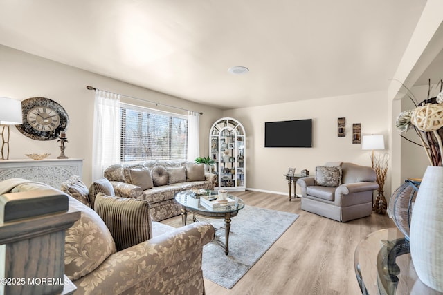 living room featuring light hardwood / wood-style floors