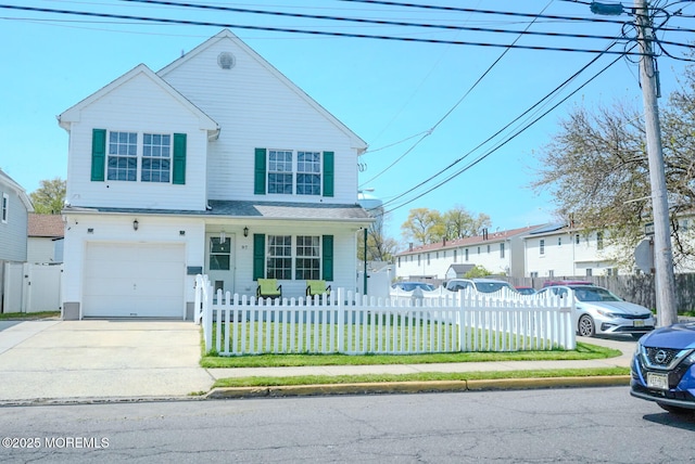 front facade with a garage