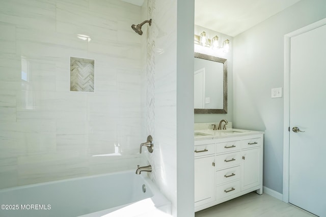 full bath featuring vanity and shower / washtub combination