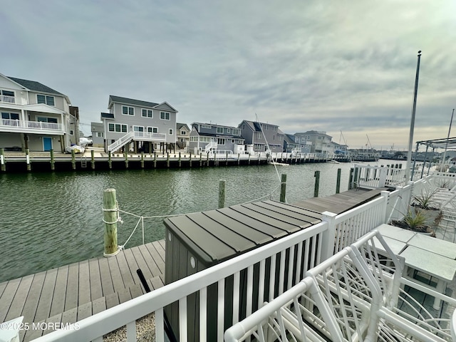 dock area featuring a water view