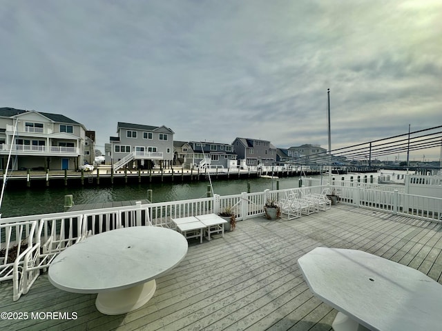 deck with a water view