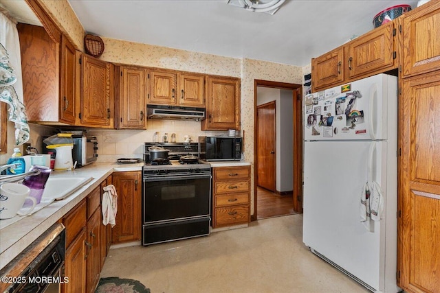 kitchen with black appliances