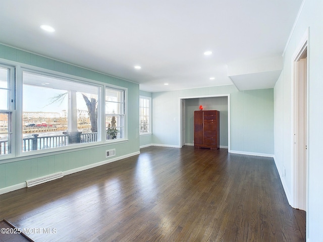 78 Lake Ave, Ocean Grove, NJ 07756 - unfurnished living room featuring dark wood-style floors, recessed lighting, and visible vents