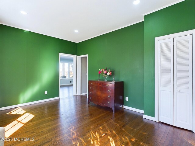 78 Lake Ave, Ocean Grove, NJ 07756 - bedroom featuring ornamental molding, recessed lighting, wood finished floors, and baseboards
