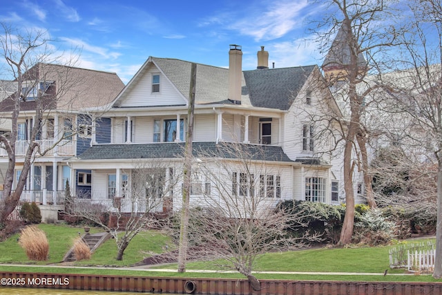 78 Lake Ave, Ocean Grove, NJ 07756 - victorian house with a front lawn and a chimney