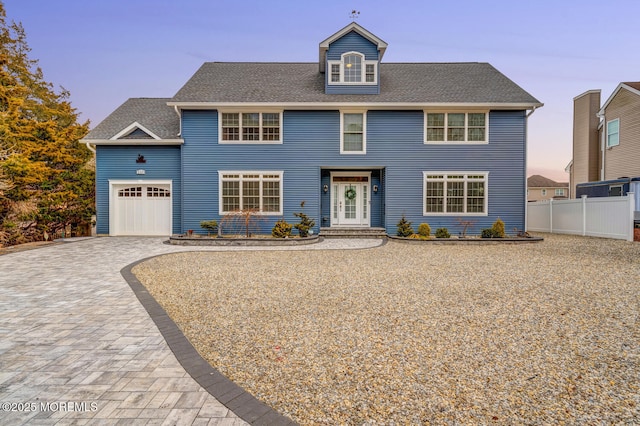 view of front facade featuring a garage