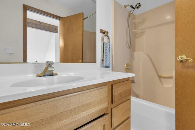 full bath featuring shower / washtub combination and vanity