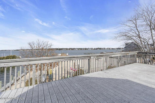 deck with a water view