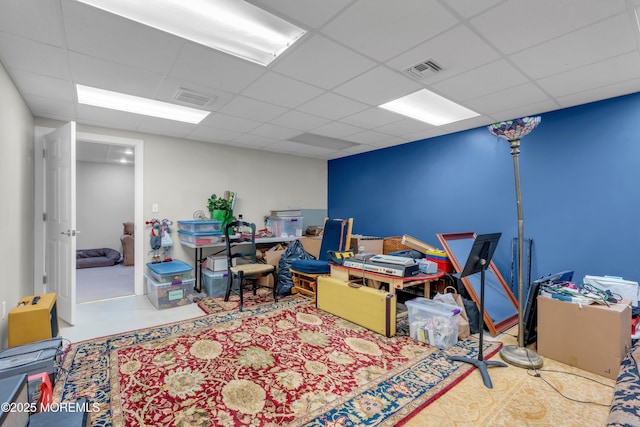 office with visible vents and a drop ceiling