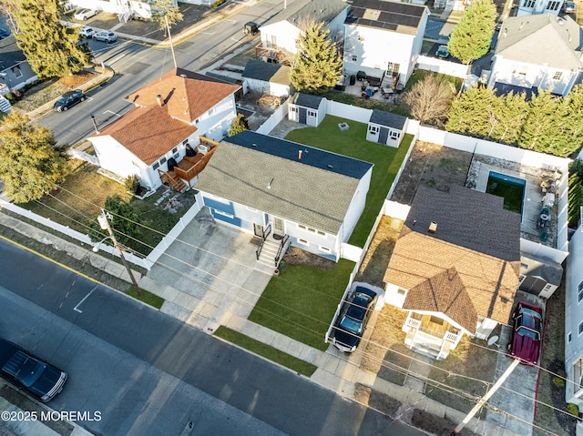 aerial view with a residential view