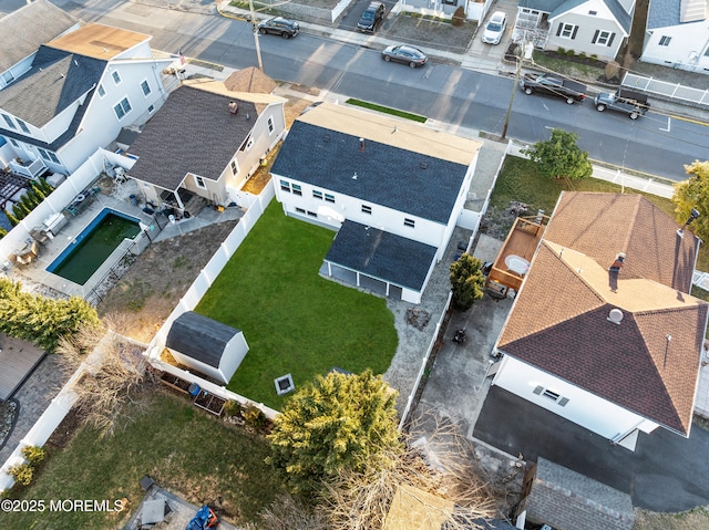 bird's eye view with a residential view