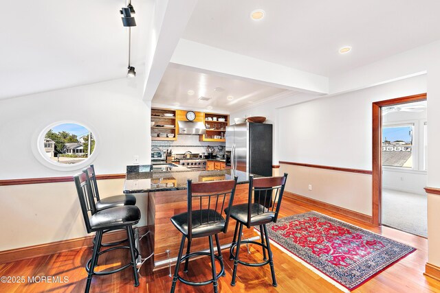 605 Broadway, Barnegat Light, NJ 08006 - interior space with beam ceiling, recessed lighting, wood finished floors, and baseboards