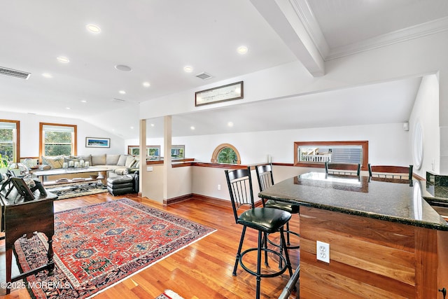 605 Broadway, Barnegat Light, NJ 08006 - interior space with recessed lighting, visible vents, wood finished floors, and dark stone counters
