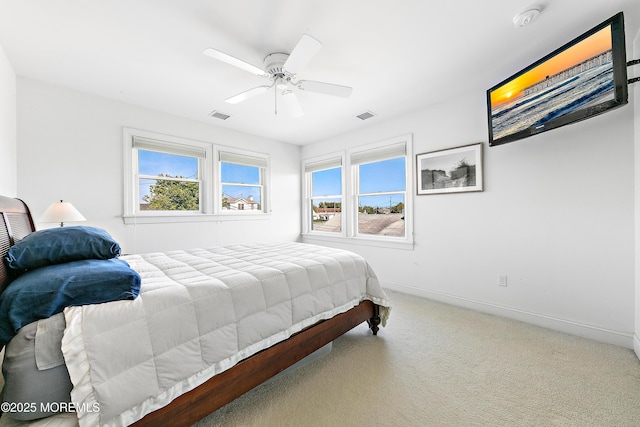 605 Broadway, Barnegat Light, NJ 08006 - bedroom featuring visible vents, baseboards, carpet, and a ceiling fan