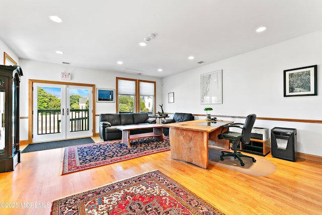 605 Broadway, Barnegat Light, NJ 08006 - home office with recessed lighting, french doors, baseboards, and wood finished floors