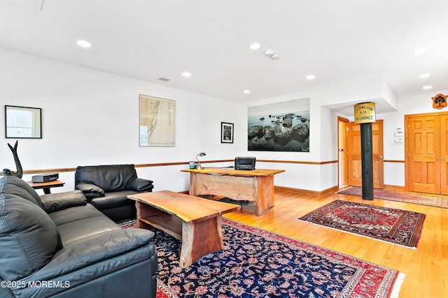 605 Broadway, Barnegat Light, NJ 08006 - living room with visible vents, light wood-style flooring, recessed lighting, and baseboards