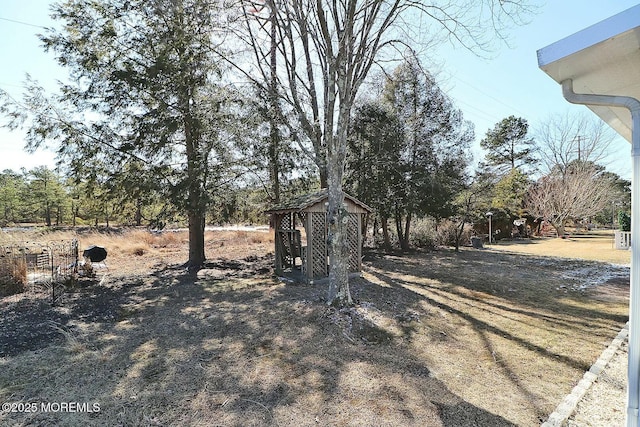 view of yard featuring an outdoor structure