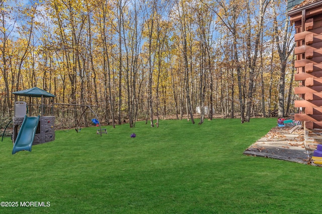 view of yard featuring a playground