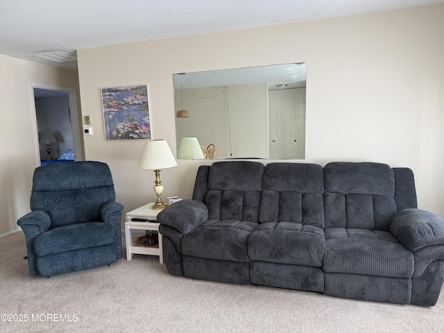 view of carpeted living area