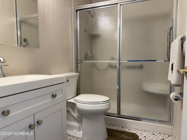 7B Cambridge Cir Unit B, Manchester, NJ 08759 - full bathroom featuring a shower stall, vanity, and tile patterned floors