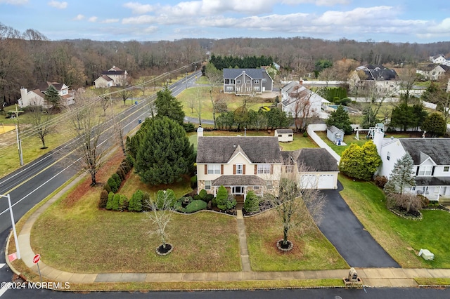 drone / aerial view with a residential view