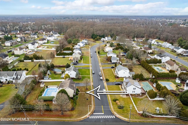 bird's eye view with a residential view