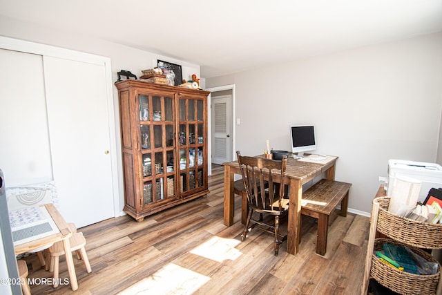 office space featuring light wood-type flooring