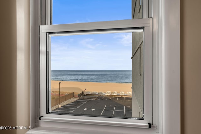 property view of water featuring a view of the beach