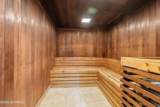 view of sauna featuring tile patterned floors